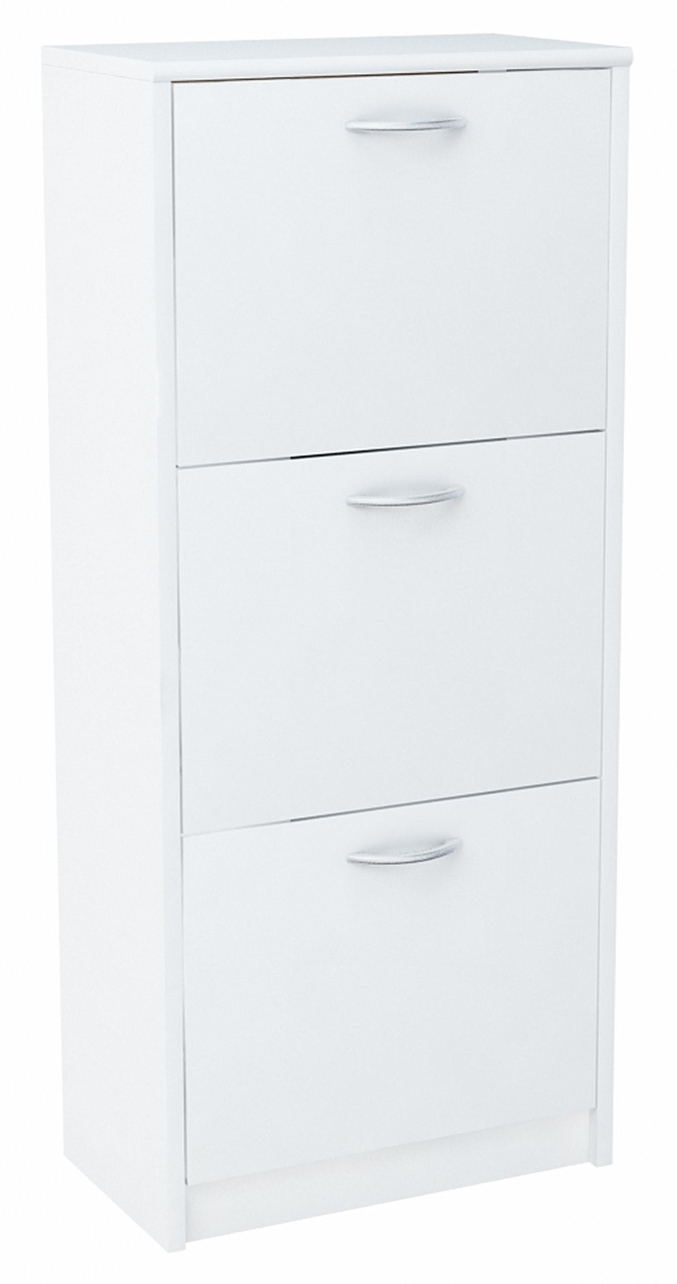 SCHUHSCHRANK 3S Weiß 50/28/116 cm - Weiß, Holzwerkstoff (50/116/28cm) - Matkam Möbel