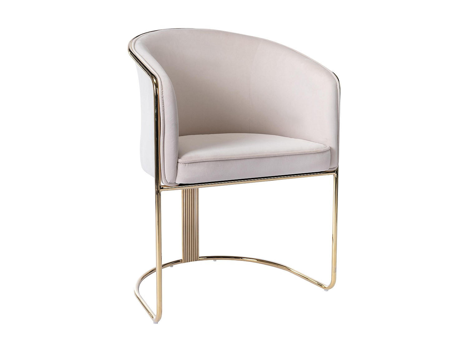 STUHL mit Armlehnen - Samt & Metall - Beige und Goldfarben - JOSETHE - Creme, Textil (52.5/82.5/59.5cm) - Pascal Morabito