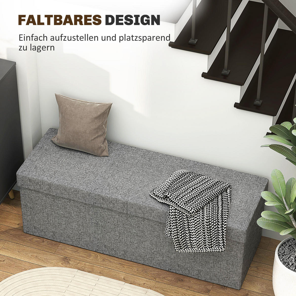 SITZBANK mit Stauraum, 110 x 38 x 38 cm Dunkelgrau - Dunkelgrau, Kunststoff (110/38/38cm) - HOMCOM