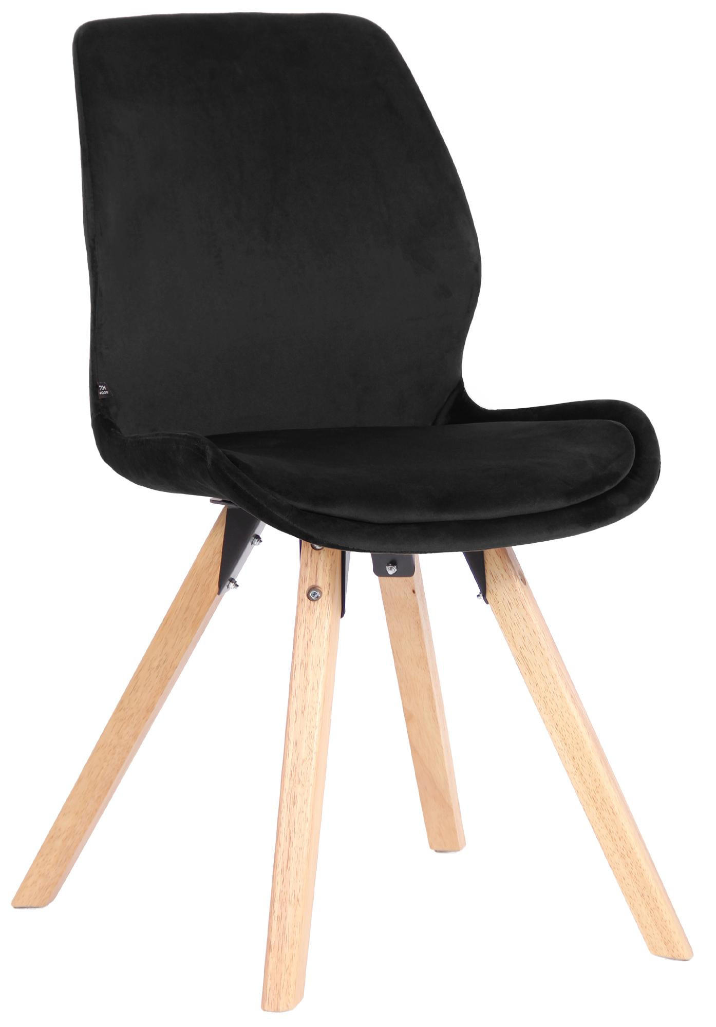 STUHL Samt schwarz - Eukalyptusholzfarben/Schwarz, Holz/Textil (49/87/58cm) - CLP