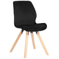 STUHL Samt schwarz - Eukalyptusholzfarben/Schwarz, Holz/Textil (49/87/58cm) - CLP