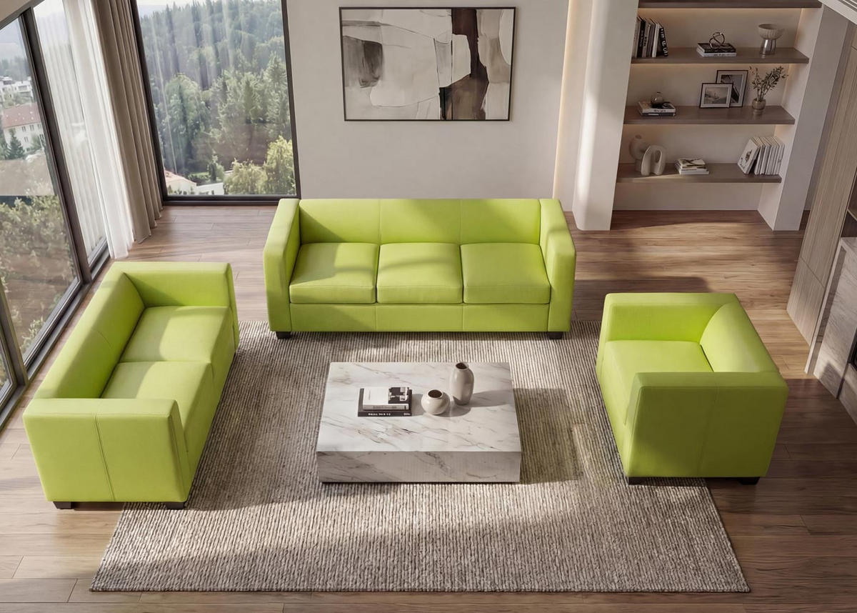 SOFAGARNITUR 3-2-1 Hellgrün 3er-Set - Hellgrün, Textil (400/70/300cm) - MCW