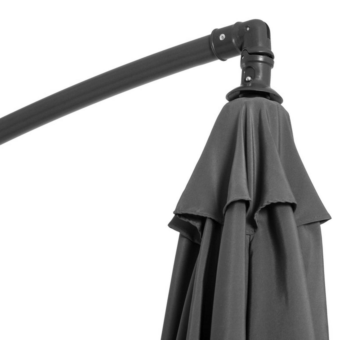 AMPELSCHIRM aus Polyester & Metall 295x295x245 cm in Grau mit Handkurbel - Grau, Metall (295/295cm) - Modfu