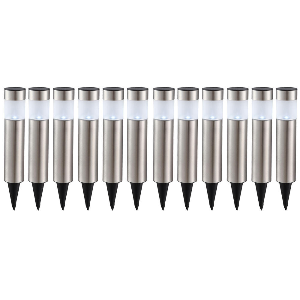 LED AUSSENLEUCHTE Edelstahl Silber 12er Set - Silberfarben, Metall (6.3/6.3/28cm) - Globo Lighting