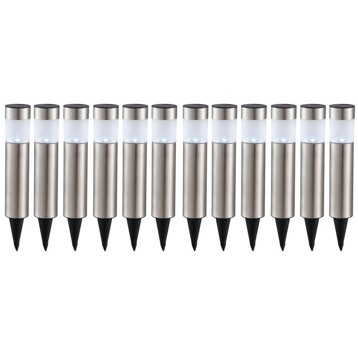LED AUSSENLEUCHTE Edelstahl Silber 12er Set - Silberfarben, Metall (6.3/6.3/28cm) - Globo Lighting