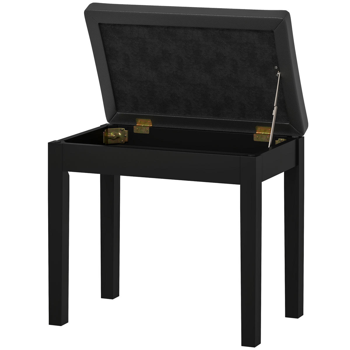 KLAVIERBANK DE-07149 Kunstleder, Knopfheftung, Stauraum Schwarz - Schwarz, Holz (34/50/55cm) - ComfortXL