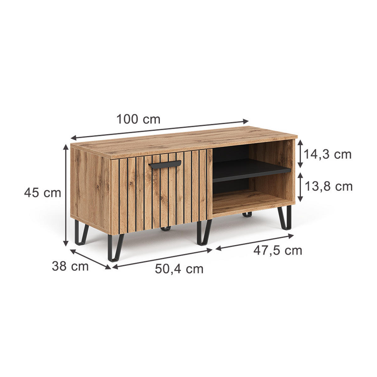 SCHUHBANK Amber Eiche Wotan 100 x 45 cm - Eiche Wotan, Holzwerkstoff (100/45/38cm) - Vicco