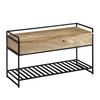 FLURBANK Holz Metall Sitzfläche hochklappbar, Beige 90x38x52 cm - Beige/Schwarz, Holz/Metall (90/52/38cm) - KADIMA DESIGN