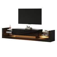 LOWBOARD 181/38/38 cm aus Spanplatte mit LED-Beleuchtung und Hochglanzfront Schwarz - Schwarz, Holzwerkstoff (181/38/38cm) - Modenvie