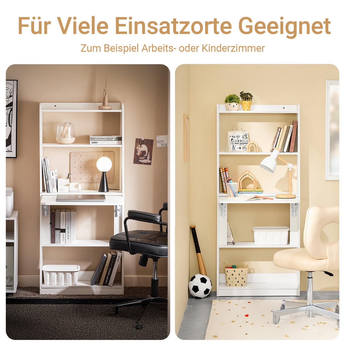 SCHREIBTISCH Weiß klappbar - Weiß, Holzwerkstoff (58/64/145cm) - SoBuy