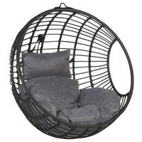 HÄNGESESSEL PE Rattan schwarz/grau mit Sitzkissen 99 cm Aspio - Schwarz/Grau, Kunststoff (99/99/65cm) - Beliani