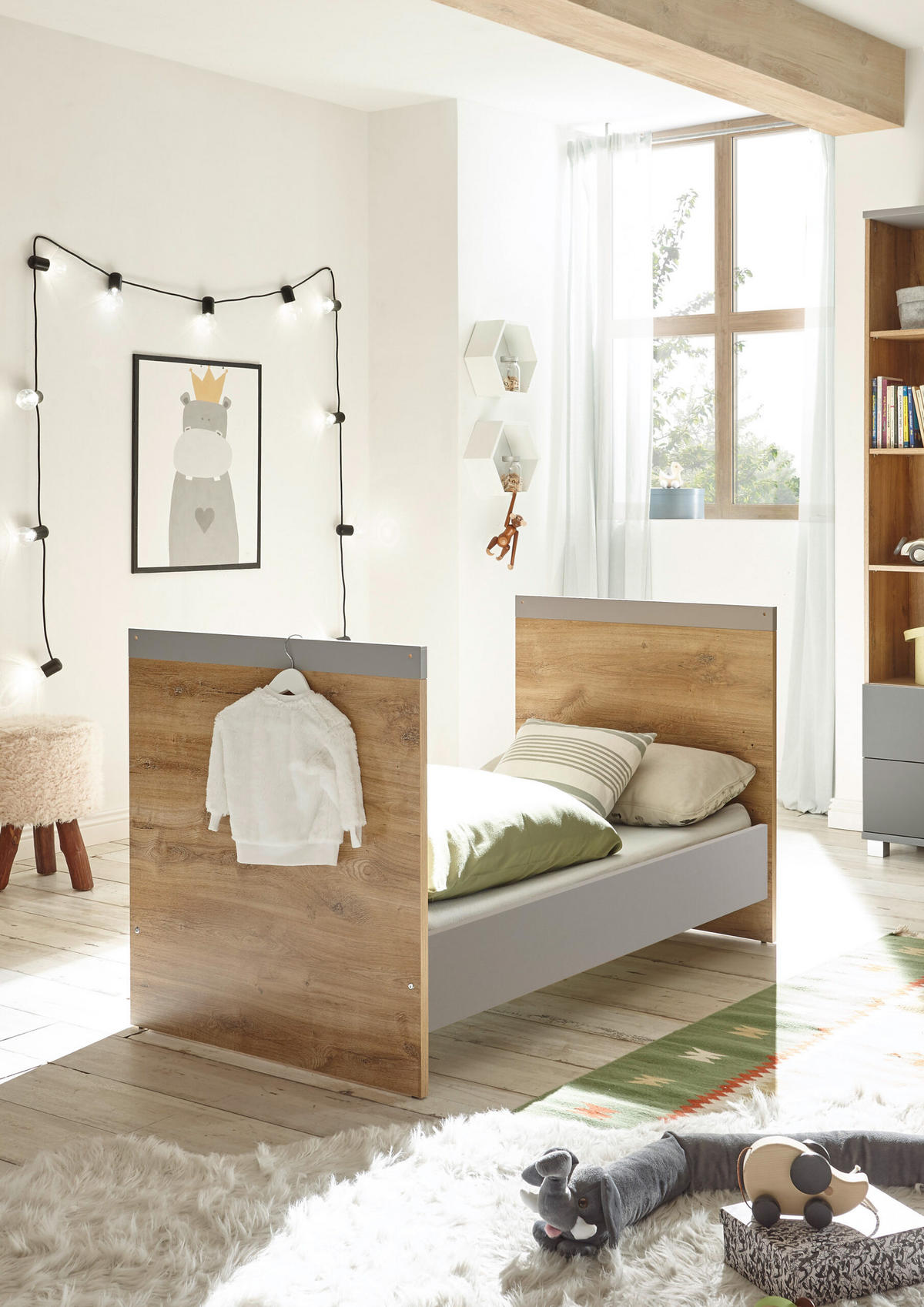 BABYZIMMER Larissa in Bolton Oak und Arktisgrau 5 teilig - Braun, Holzwerkstoff (120/200/80cm)