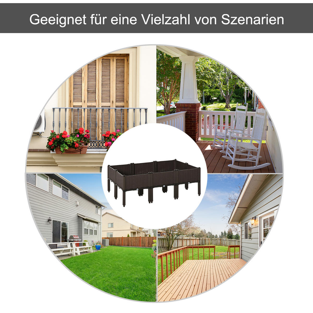 HOCHBEET, 6-tlg. Pflanzkasten mit Abflusslöchern, Rattan-Look, Blumenkasten, DIY, Braun, 40 x 40 x 44 cm - Braun, Kunststoff (40/44/40cm) - Outsunny