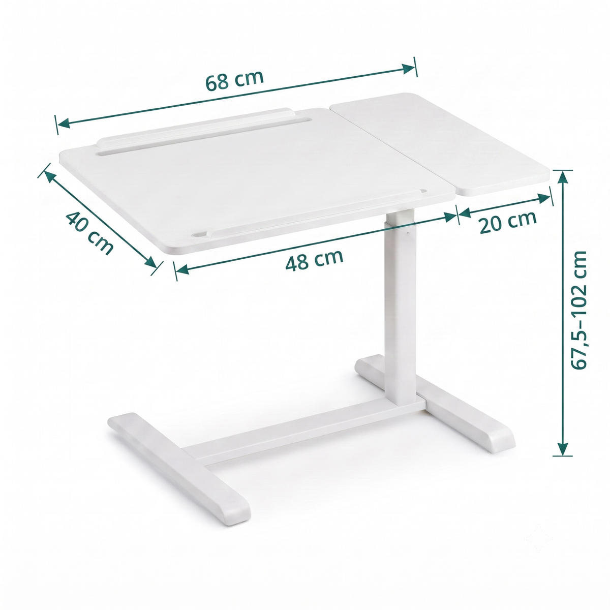 STEHPULT Weiß höhenverstellbar auf Rollen Stahl MDF 67,5 bis 102 cm - Weiß, Holzwerkstoff/Metall (40/68/102cm) - Relaxdays