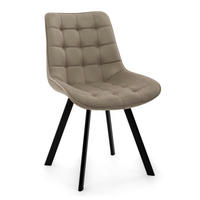 STUHL TORI gepolsterter mit Steppung - dunkelbeige - Samt Velour - Schwarz/Braun, Textil/Metall (53/86/60cm) - NEW HOME