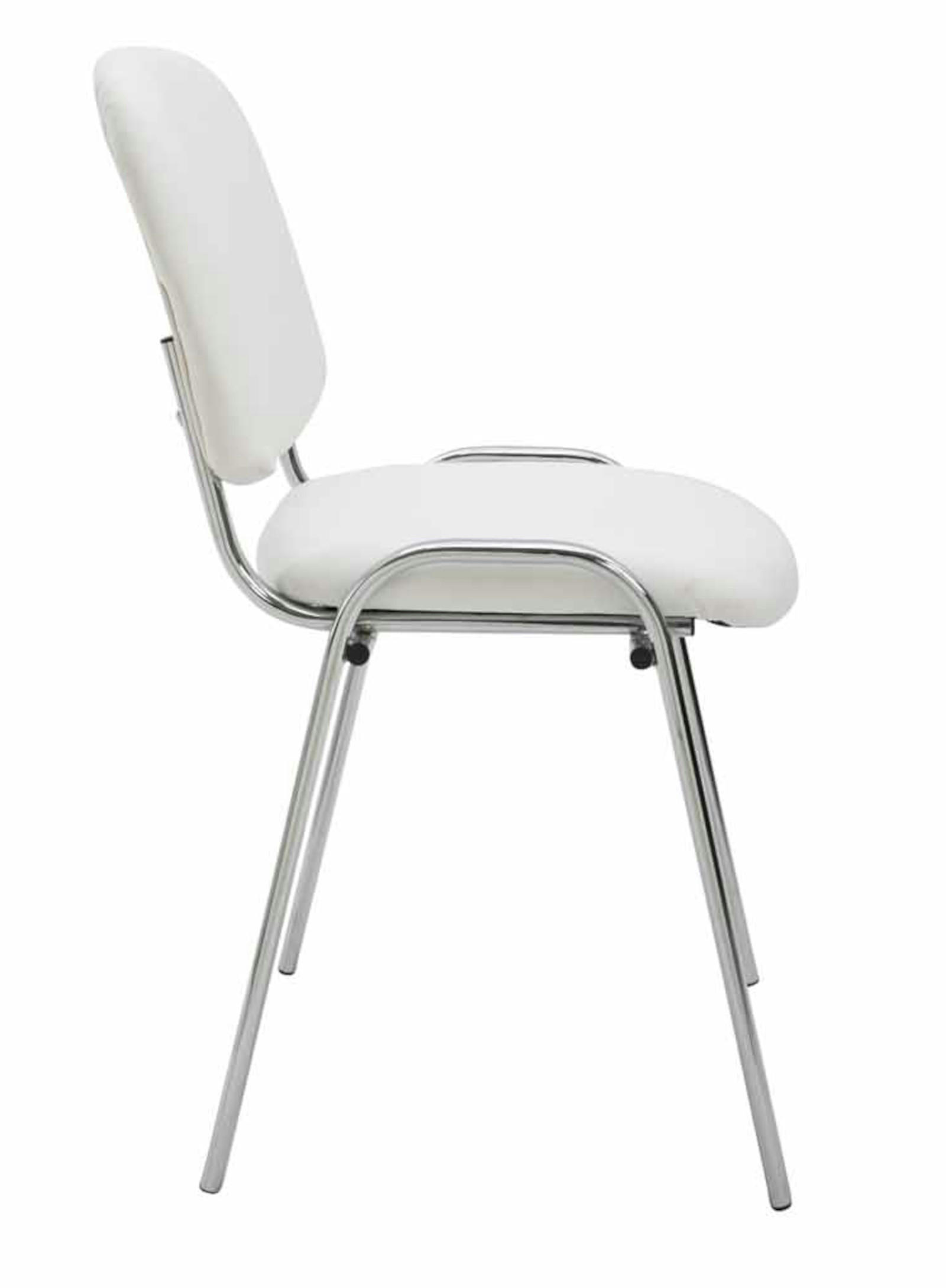 BESUCHERSTUHL 4er Set Lederlook weiß - Weiß, Textil/Metall (54/79/48cm) - CLP