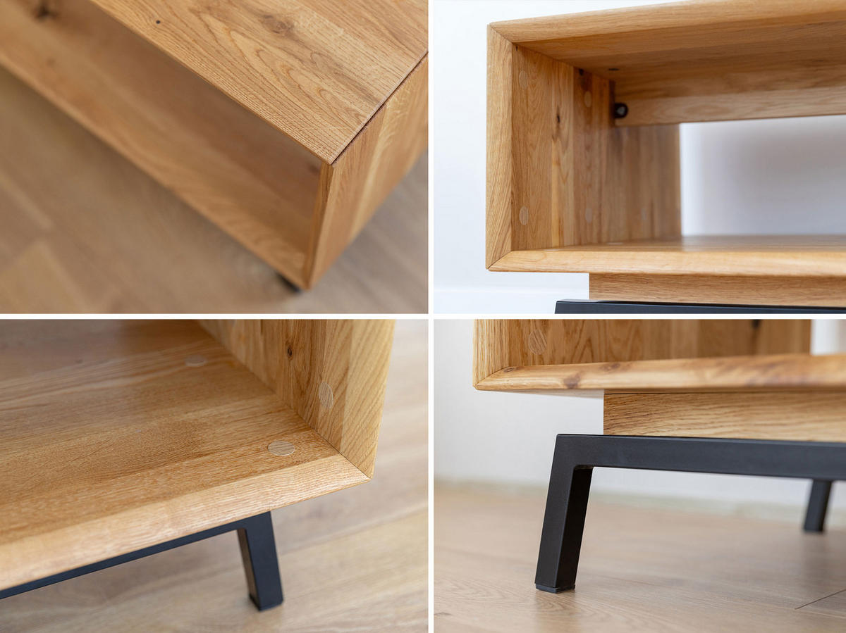 COUCHTISCH Modern Loft Eiche Natur 101 / 60 / 41cm - Eichefarben/Schwarz, Holz/Metall (60/101/41cm) - Feldmann-Wohnen