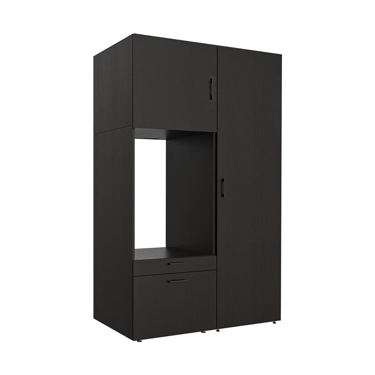 WASCHMASCHINENSCHRANK Serie 2 127cm Breit, 205cm Hoch - Schwarz, Holzwerkstoff (127/205/67cm)
