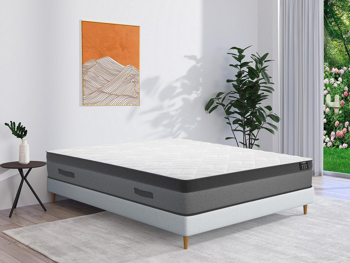 STANDARDMATRATZE - 2 Personen - stoff - weiß Illusion - Weiß, Textil (160/200cm) - Vente-Unique