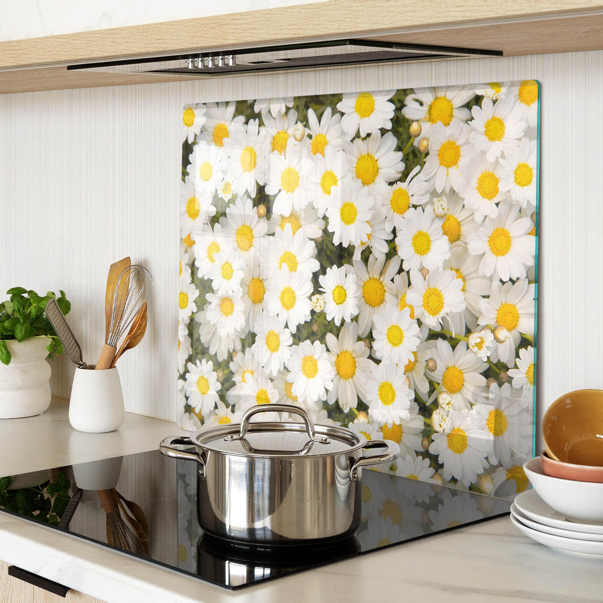 GLASPLATTE 60x52 cm Gänseblümchen - Gelb, Glas (60/0.4/52cm) - TULUP