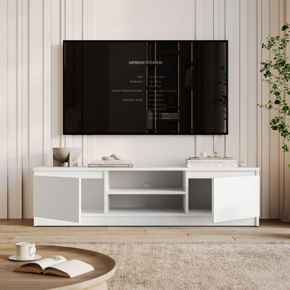 LOWBOARD HANA 140 cm Weiß - Weiß, Holzwerkstoff (140/36/40cm) - Lookway