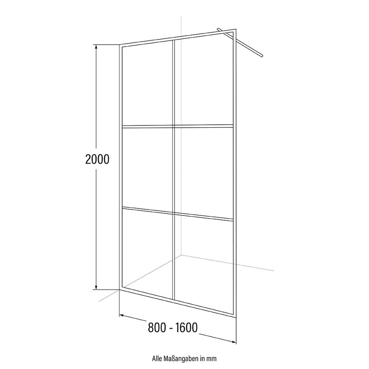 DUSCHABTRENNUNG BAKI - 160 x 200 xm - Schwarz, Glas/Metall (160/200cm) - Home Deluxe
