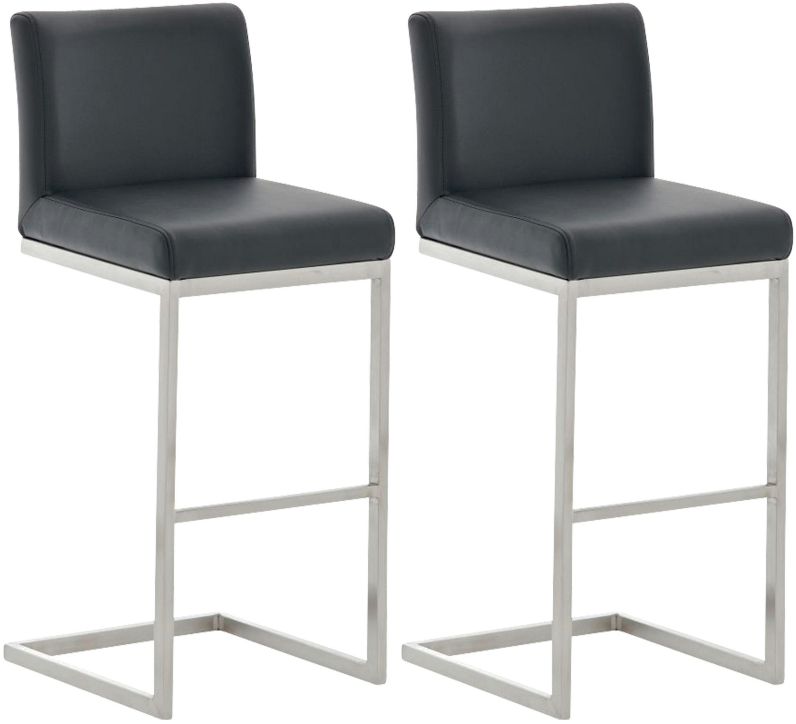 BARHOCKER 2er Set Paragon Kunstleder schwarz - Edelstahlfarben/Schwarz, Kunststoff/Metall (42/104/48cm) - TPFLiving