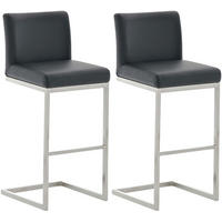BARHOCKER 2er Set Paragon Kunstleder schwarz - Edelstahlfarben/Schwarz, Kunststoff/Metall (42/104/48cm) - TPFLiving