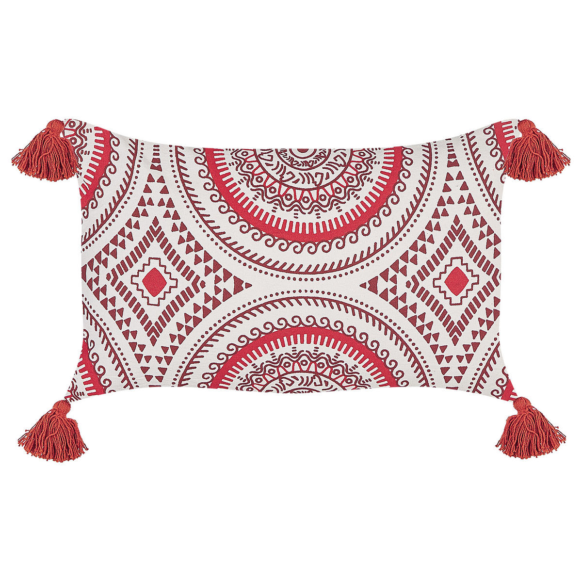 DEKOKISSEN 2er-Set Burgunderrot 50/30 cm Anthemis - Weinrot, Naturmaterialien/Textil (50/30cm) - Beliani