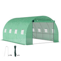 FOLIENTUNNEL, 398L x 298B x 198H cm - Grün, Kunststoff/Metall (298/198/398cm) - Outsunny
