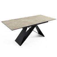 ESSTISCH Westin Crema Marfil Marmor / schwarz 160-240 / 90 / 76cm - Schwarz/Grau, Glas/Holz (90/240/76cm) - Feldmann-Wohnen