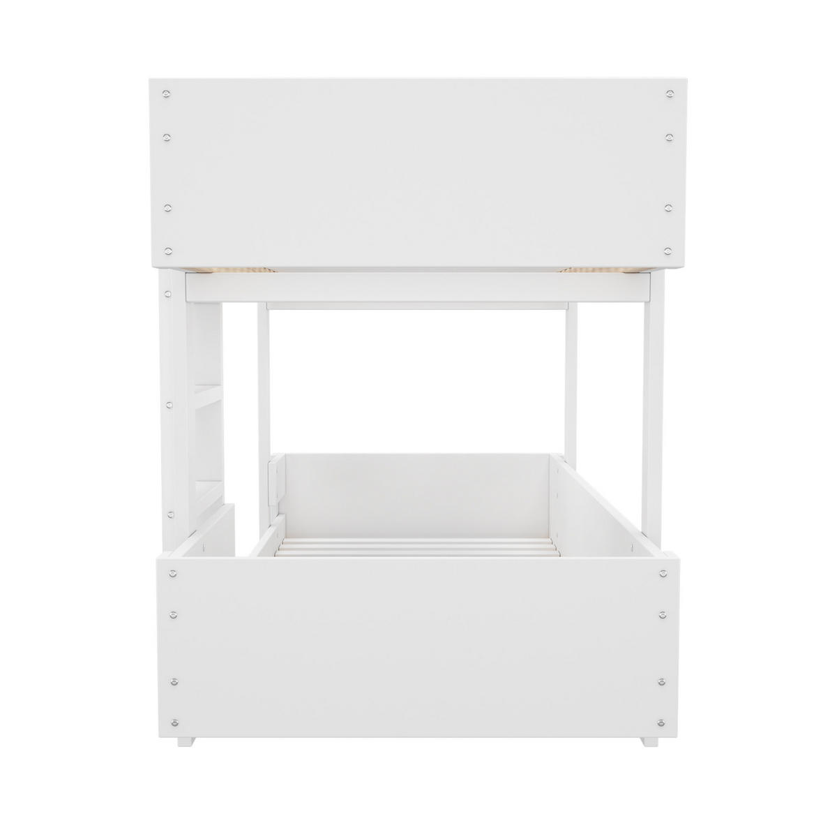 ETAGENBETT 90/200 cm Weiß mit Leiter inklusive Lattenrost aus Massivholz - Weiß, Holzwerkstoff (90/200cm) - OKWISH