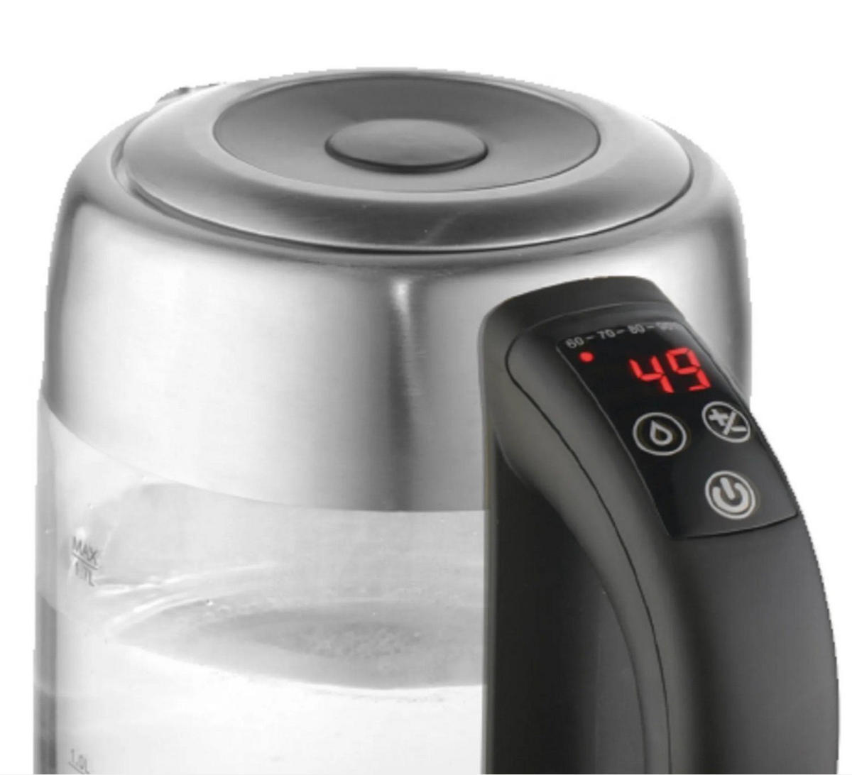 WASSERKOCHER AD1247 1,7L 2200W Glas Edelstahl – Temperaturwahl 60–100°C, LED Farbwechsel, Warmhaltefunktion, Antikalkfilter, BPA-frei, 360° Basis - Transparent/Silberfarben, Kunststoff/Metall (22/25/17cm) - Adler