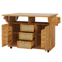 KÜCHENINSEL 142.5/40/95 cm Dunkelbraun mit 3 Schubladen und Rollen - Dunkelbraun, Holz (80/95/142.5cm) - Oxeza