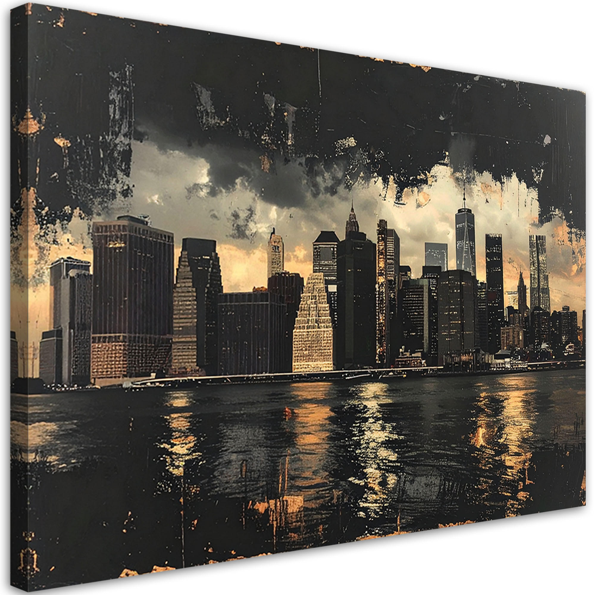 LEINWANDBILD Städte & Architektur 90x60cm - Goldfarben, Textil (90/60cm) - Feeby