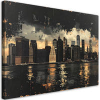 LEINWANDBILD Städte & Architektur 90x60cm - Goldfarben, Textil (90/60cm) - Feeby