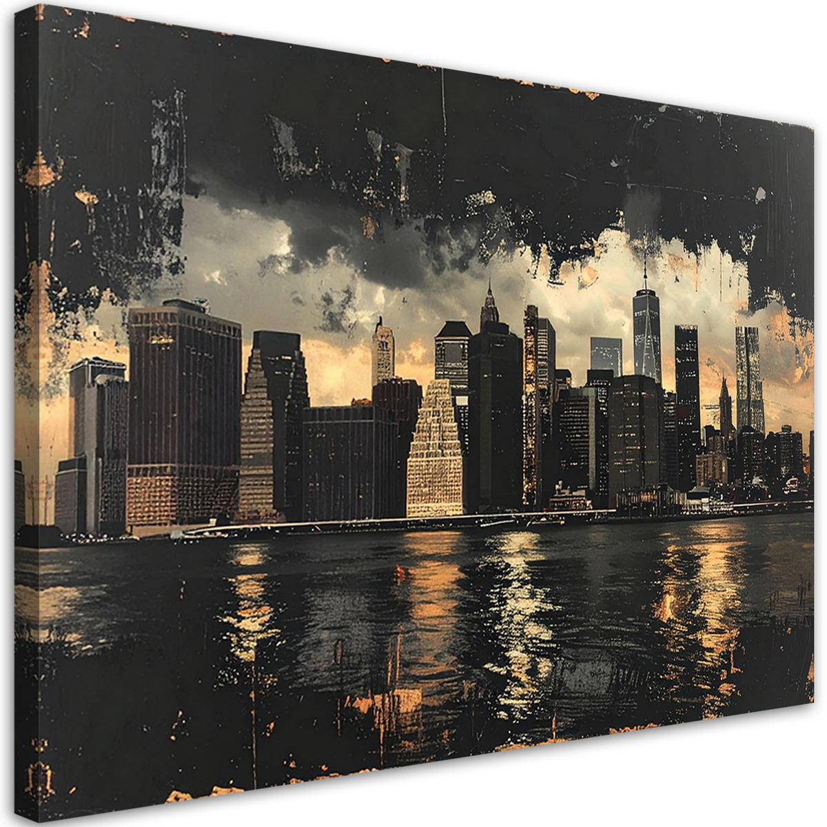 LEINWANDBILD Städte & Architektur 90x60cm - Goldfarben, Textil (90/60cm) - Feeby