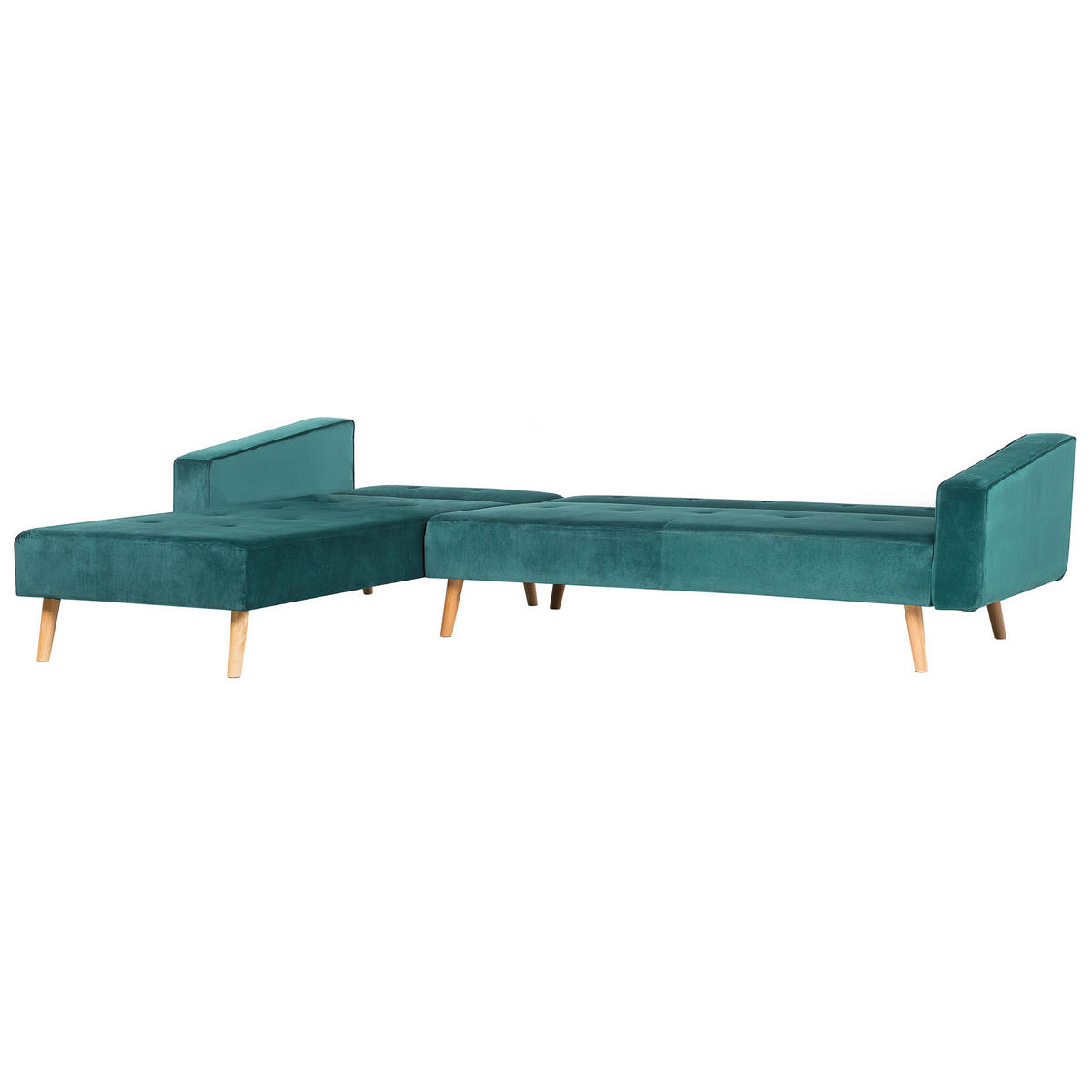 ECKSOFA Samtstoff Grün Vadso - Hellgrün, Textil (303/98cm) - Beliani