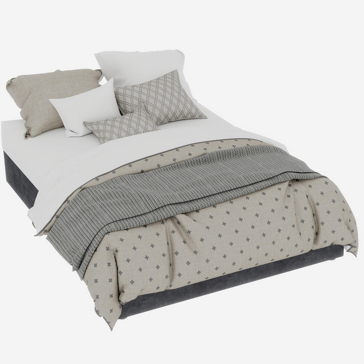 POSTEL 140/200 cm šedá z látky a kovu s plynovými písty a lamelovým roštem - šedá, textil (140/200cm) - OKWISH