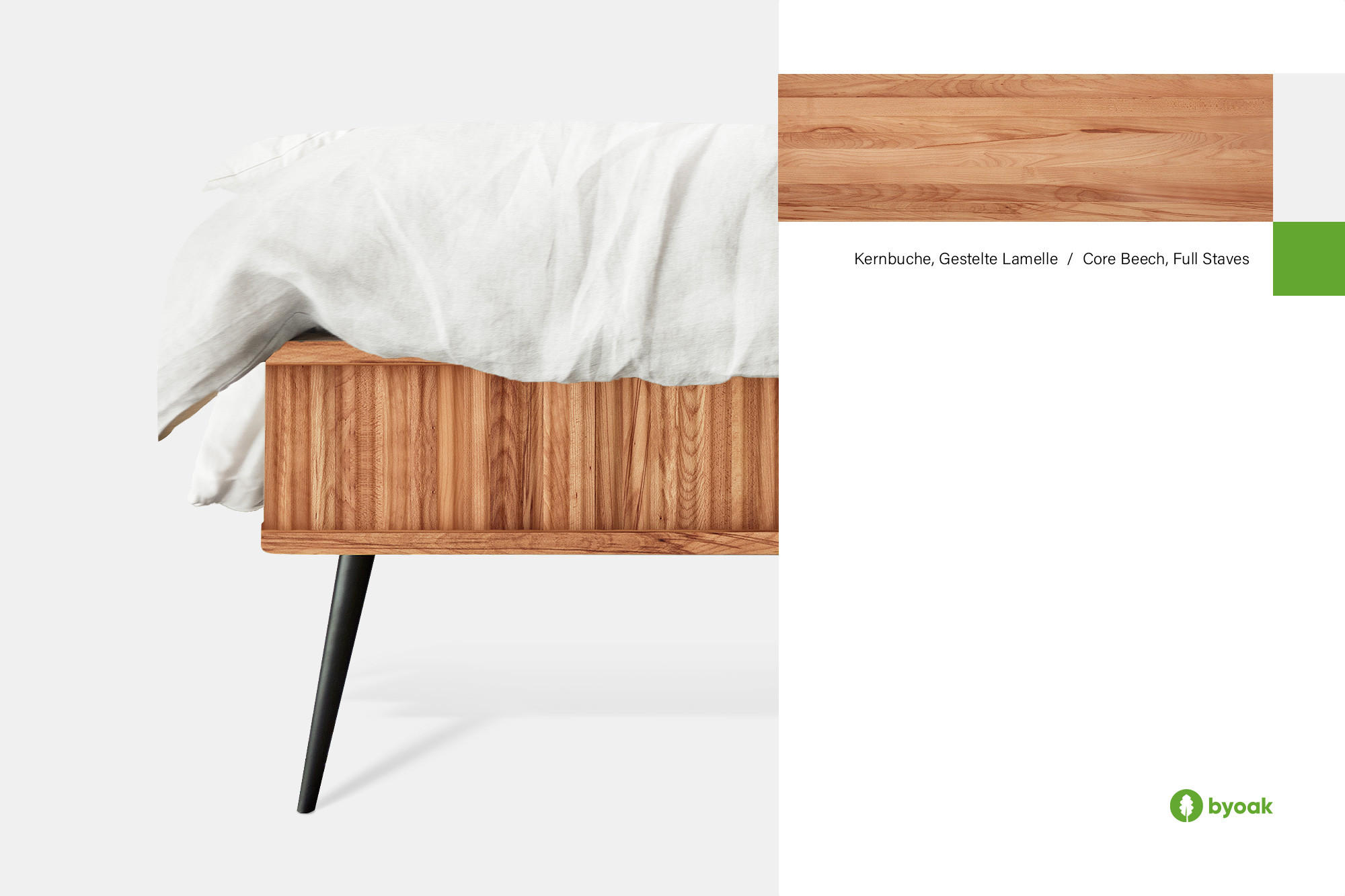 BETT LINA 2 200x220 Kernbuche - Kernbuche, Holz (200/220cm) - byoak