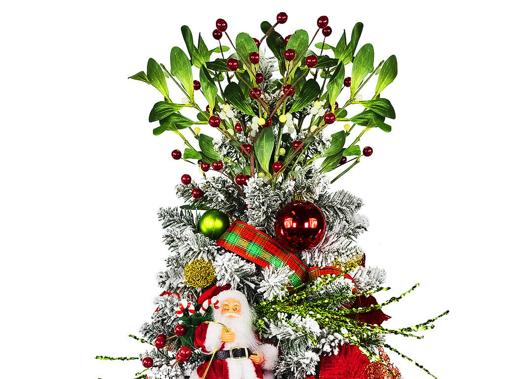 WEIHNACHTSBAUM künstlicher 60 cm mit LED-Beleuchtung, SANTA, mit 26 Weihnachtsbaumschmuck, Pflanztopf mit Jutesack - Rot/Goldfarben, Kunststoff/Stein (40/60cm) - LAALU