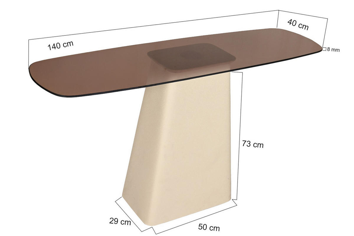 ESSTISCH rechteckig aus Metall 140x40x76cm, créme - Creme, Metall (40/140/76cm) - Livingfurn