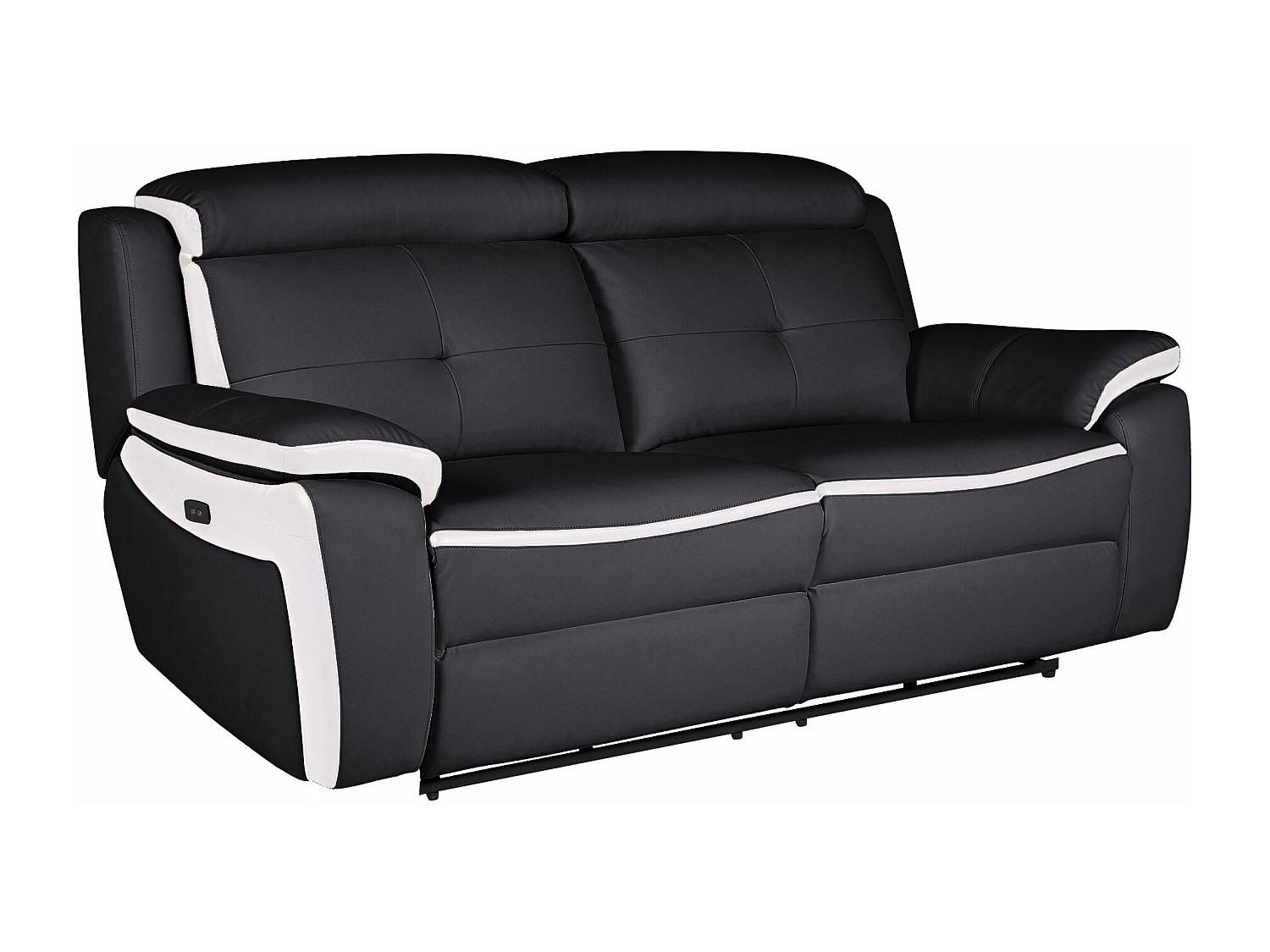 RELAXSOFA - -Sitzer - Leder - Schwarz, Weiß - - Schwarz/Weiß, Leder (207/92/97cm) - Vente-Unique