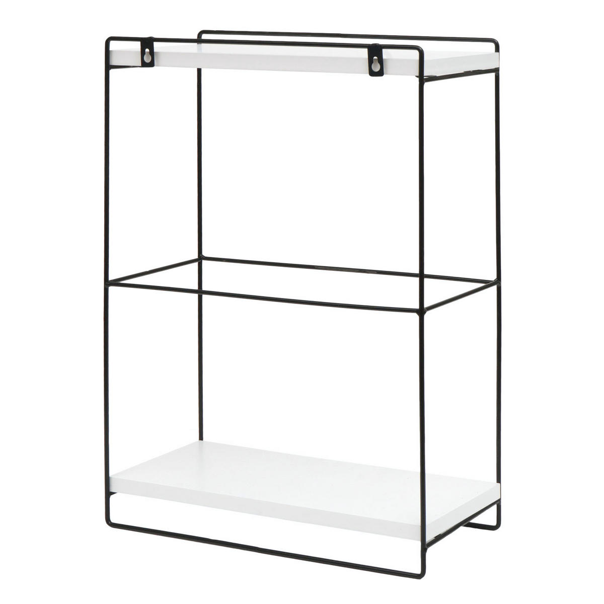 WANDREGAL 50x35x17cm Massiv-Holz Metall Industrial 2 Regalböden Weiß - Weiß, Metall (35/50/17cm) - BERLINLODGE