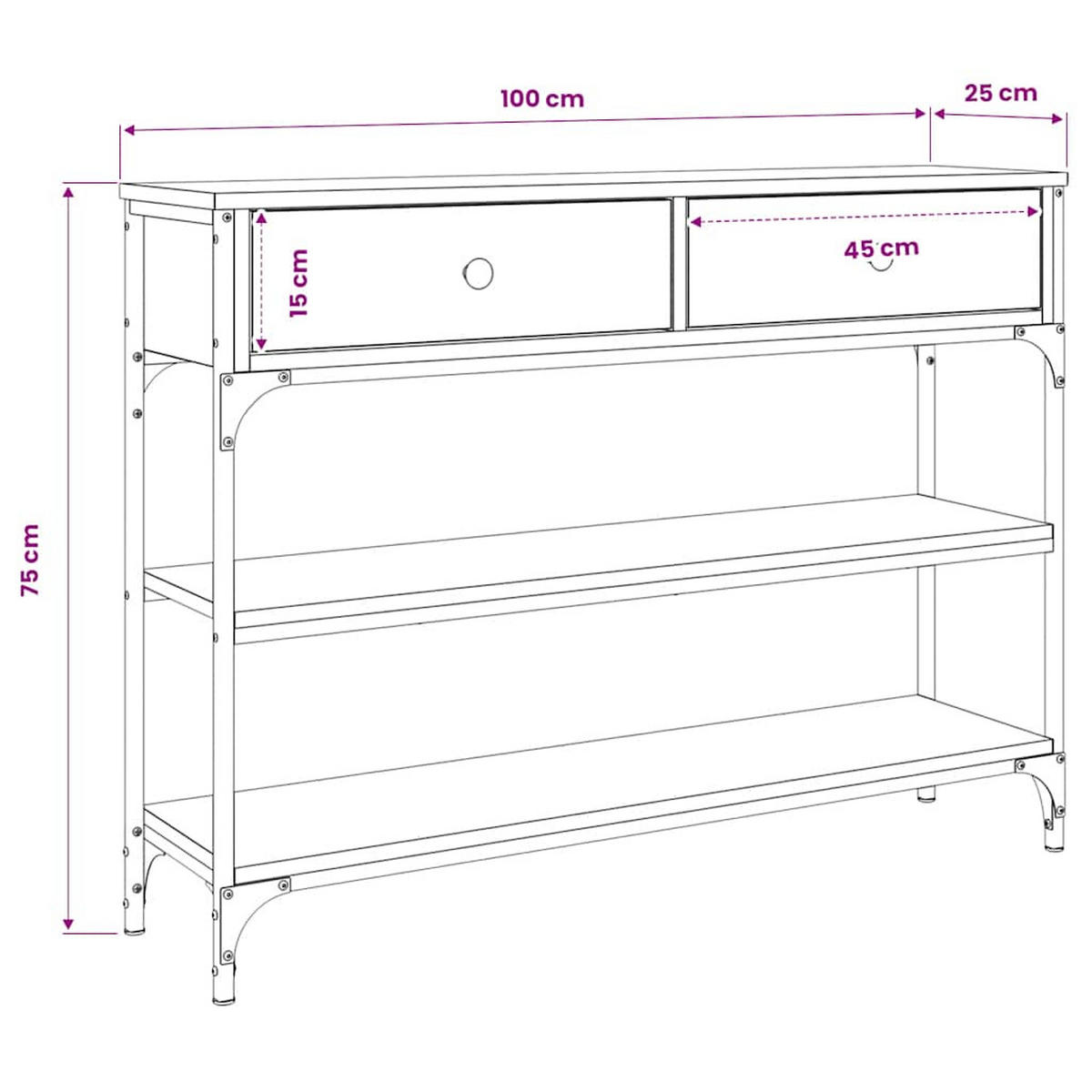 KONSOLENTISCH Sonoma-Eiche 100/25/75 Cm Holzwerkstoff - Braun, Holzwerkstoff (100/25/75cm) - vidaXL