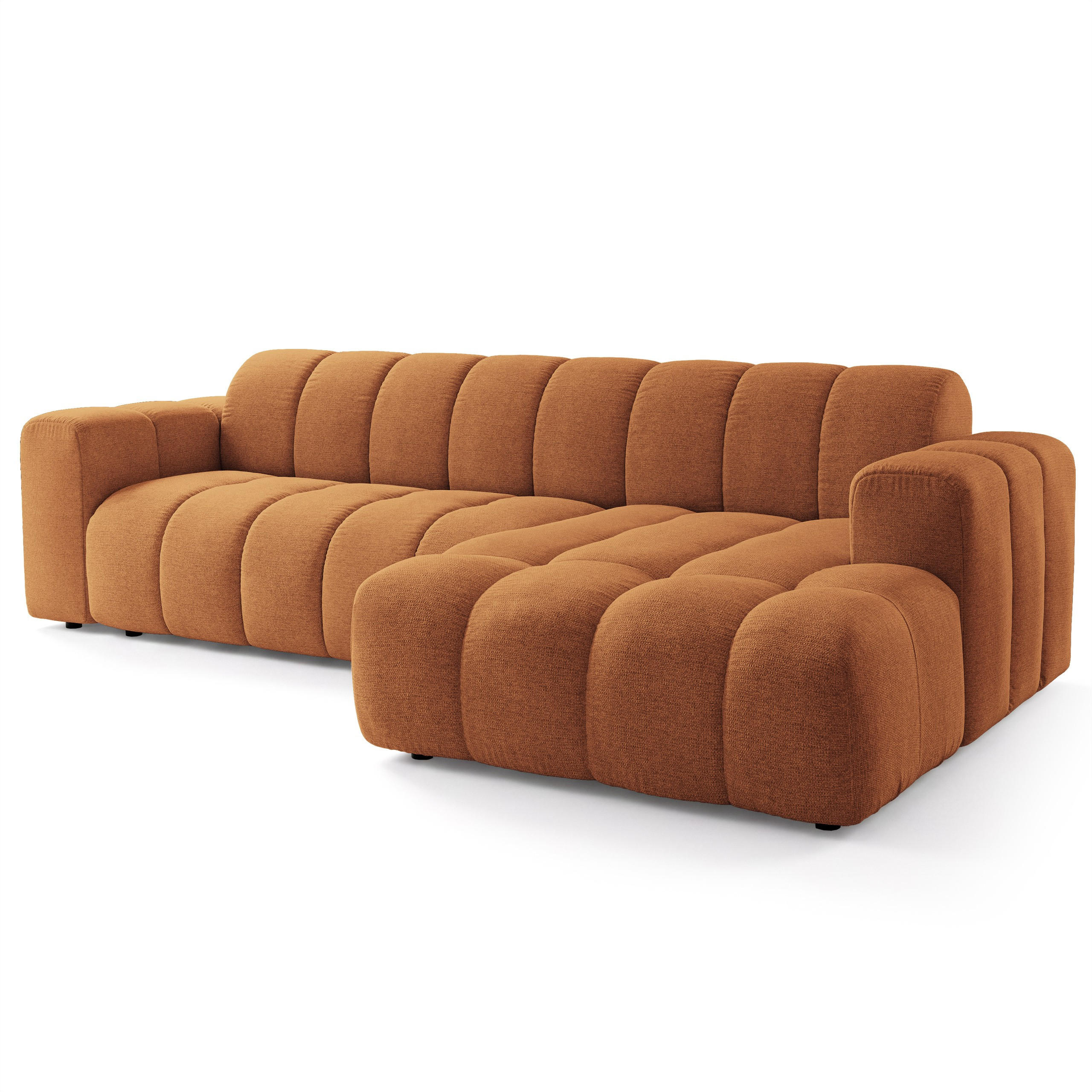 ECKSOFA SETIA Orange Strukturstoff - Orange, Holz (304/165cm) - MASSENO
