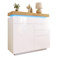 KOMMODE 110/115/39 cm Weiß aus Spanplatte mit LED-Beleuchtung - Weiß, Holzwerkstoff (39/115/110cm) - OKMYHOME
