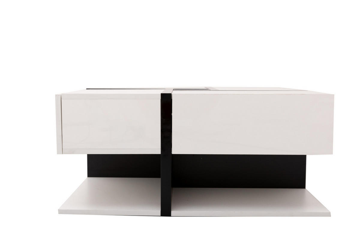 COUCHTISCH aus Spanplatte 78x78x36 cm in Weiß mit 4 Schubladen - Weiß, Holzwerkstoff (78/78/36cm) - Modfu