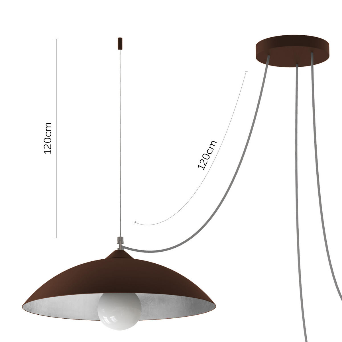 HÄNGELEUCHTE Dream X3 - Braun, Metall (40/40/9cm) - Lumicom