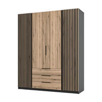 DREHTÜRENSCHRANK CAGLIARI 200/239/61,9cm 4-türig Schwarz - Goldfarben/Schwarz, Holzwerkstoff (200/239/61.9cm) - MASSENO
